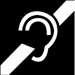 Figure 4.4.7.2a: Pictograms. Design criteria for pictograms. Shows a picture of a telephone with a symbol indicating that the phone is designed for persons with hearing loss or who are hard of hearing. 
Dimensions and other criteria are stated within the design requirement text.