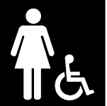 Figure 4.4.7.2d: Pictograms. Design criteria for pictograms. Indicates female accessible facilities, showing a pictogram of a woman, with the Universal Symbol of Accessibility adjacent to the woman. Dimensions and other criteria are stated within the design requirement text.