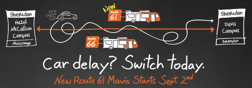 Promotional PDF - New Route 61 Mavis Starts Sept 2 Car delay? Switch today. New Route 61 Mavis Starts Sept. 2nd